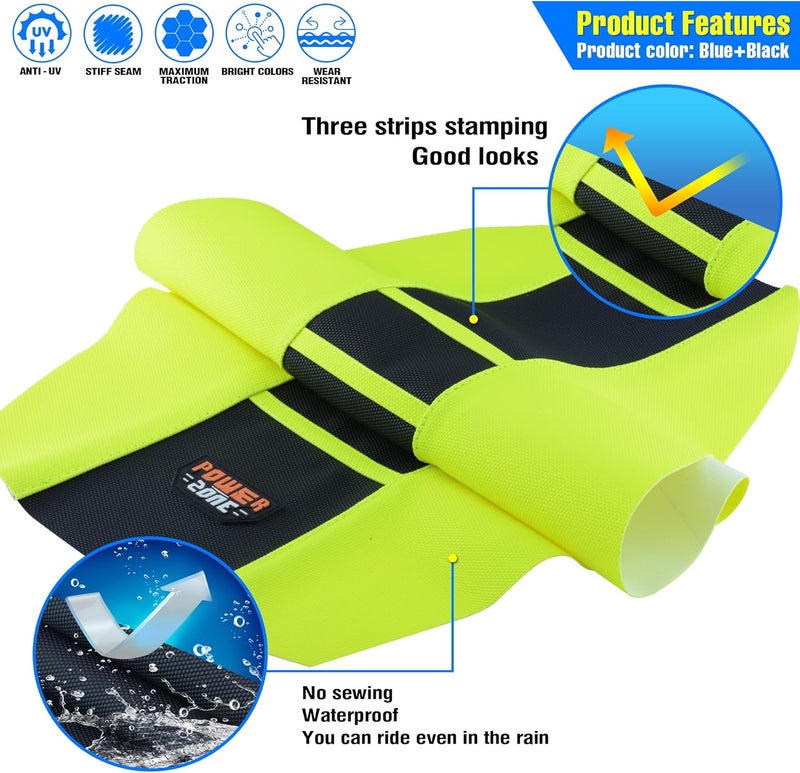 MCHMFG Universal Ribbed Dirt Bike Seat Cover - Gripper Soft Seat Cover for Most Dirt Pit Bike Motorcycle Neon-Black - Image 3